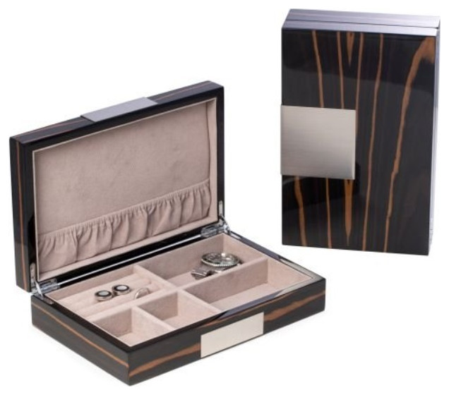 Lacquered Wood Valet, Ebony Contemporary Jewelry Boxes And