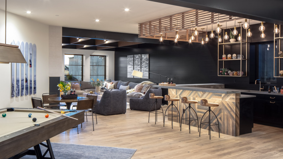 Rec Room Basement Recreation Room Lower Level Game Area - Transitional ...