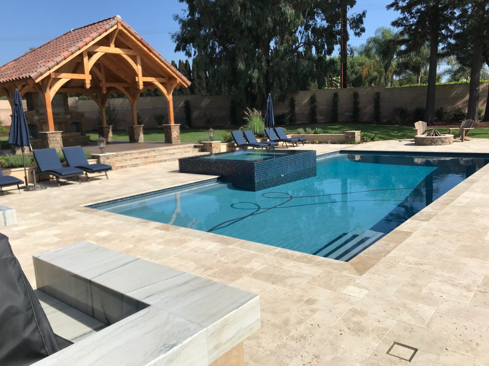 Design ideas for a large mediterranean pool in Orange County.