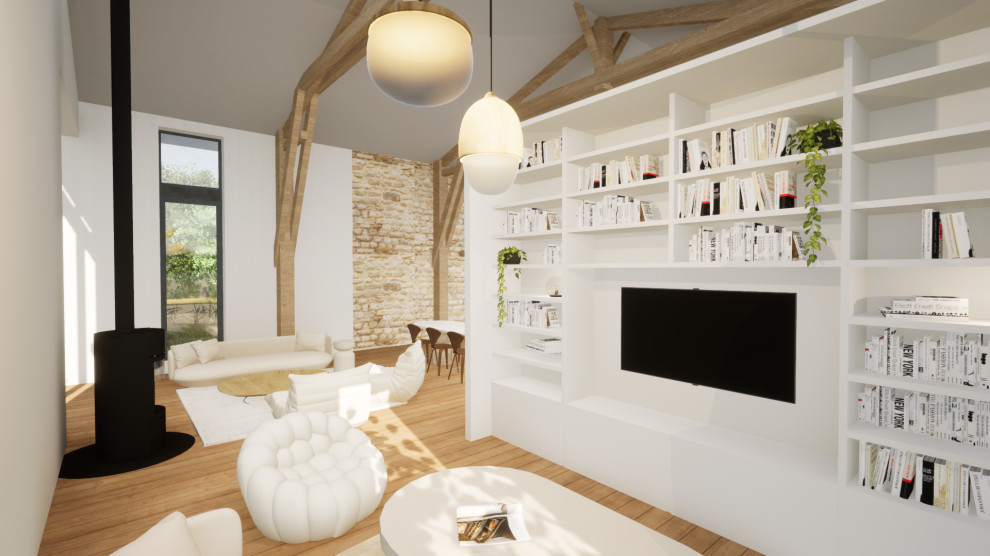 Photo of a modern family room in Clermont-Ferrand.