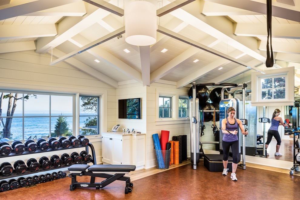 Beach style home gym in Santa Barbara.