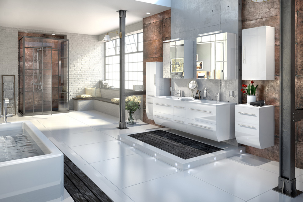 Badmöbelset ZESIRO - Hochglanz weiß - Modern - Badezimmer - Sonstige