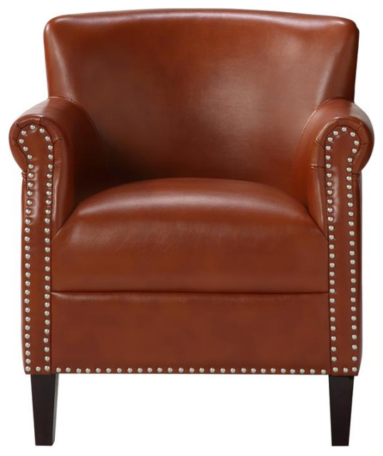 Comfort Pointe Holly Caramel Faux Leather Club Chair Transitional