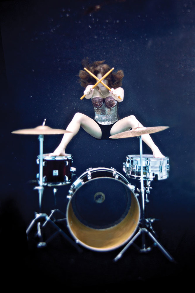 Underwater Drummer "X Marks The Spot" Photograph, Print or Metal, 12x18, Metal