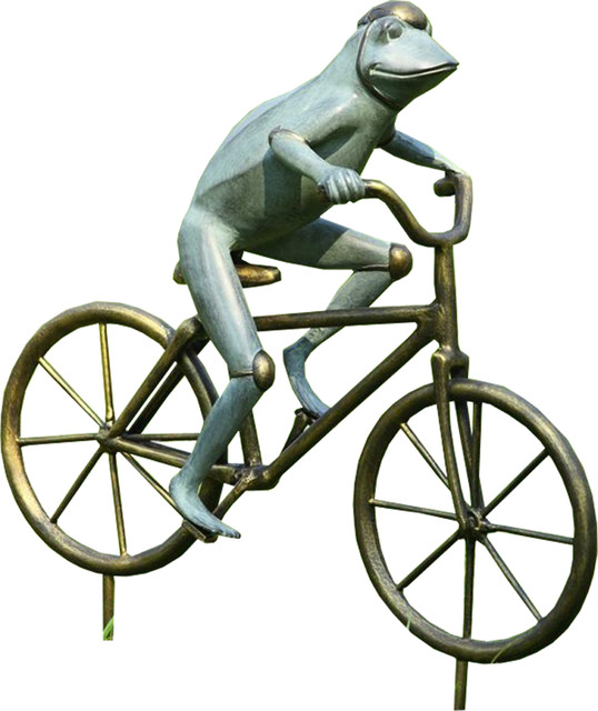 Frog On Bicycle Garden Sculpture Eclectic Garden Statues And Yard Art By Imtinanz Llc Houzz