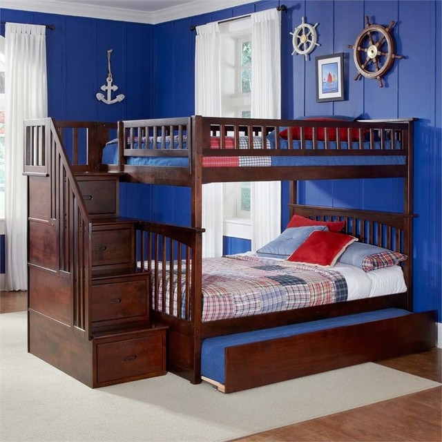 AFI Columbia Twin Over Twin Staircase Trundle Solid Wood Bunk Bed in ...