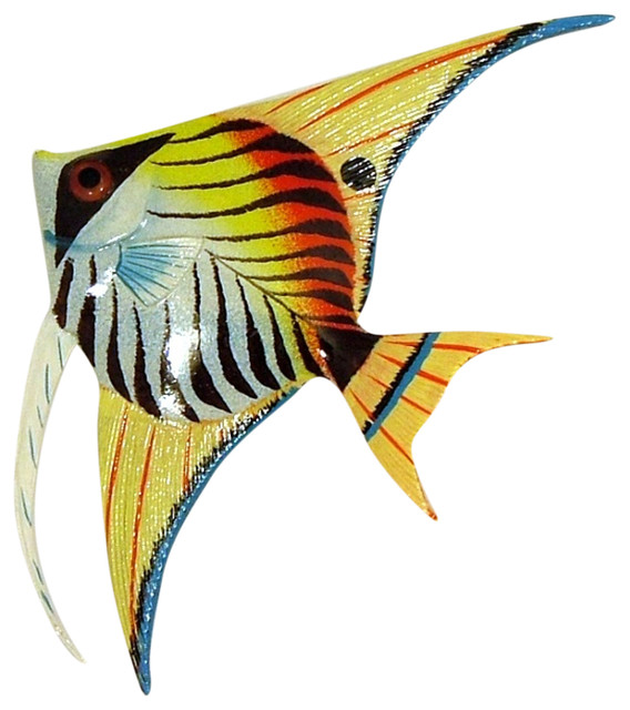 Tropical Bright Black Striped Multi Angel Fish Hanger 6angw17