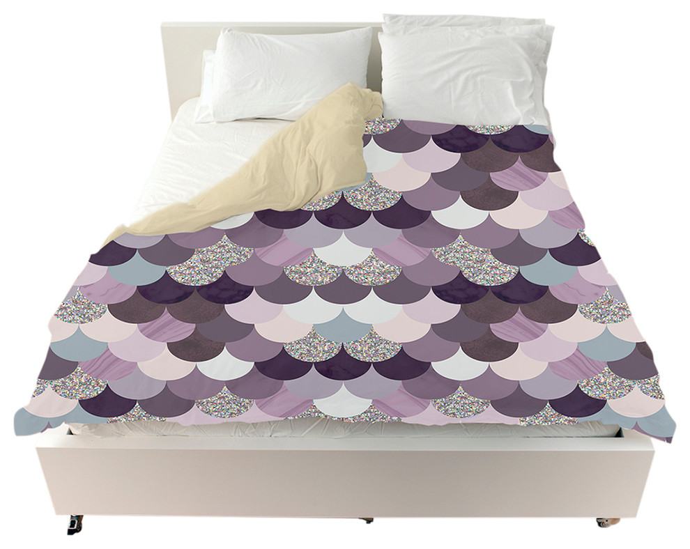 Oliver Gal Amethyst Holographic Mermaid Scales Duvet Cover