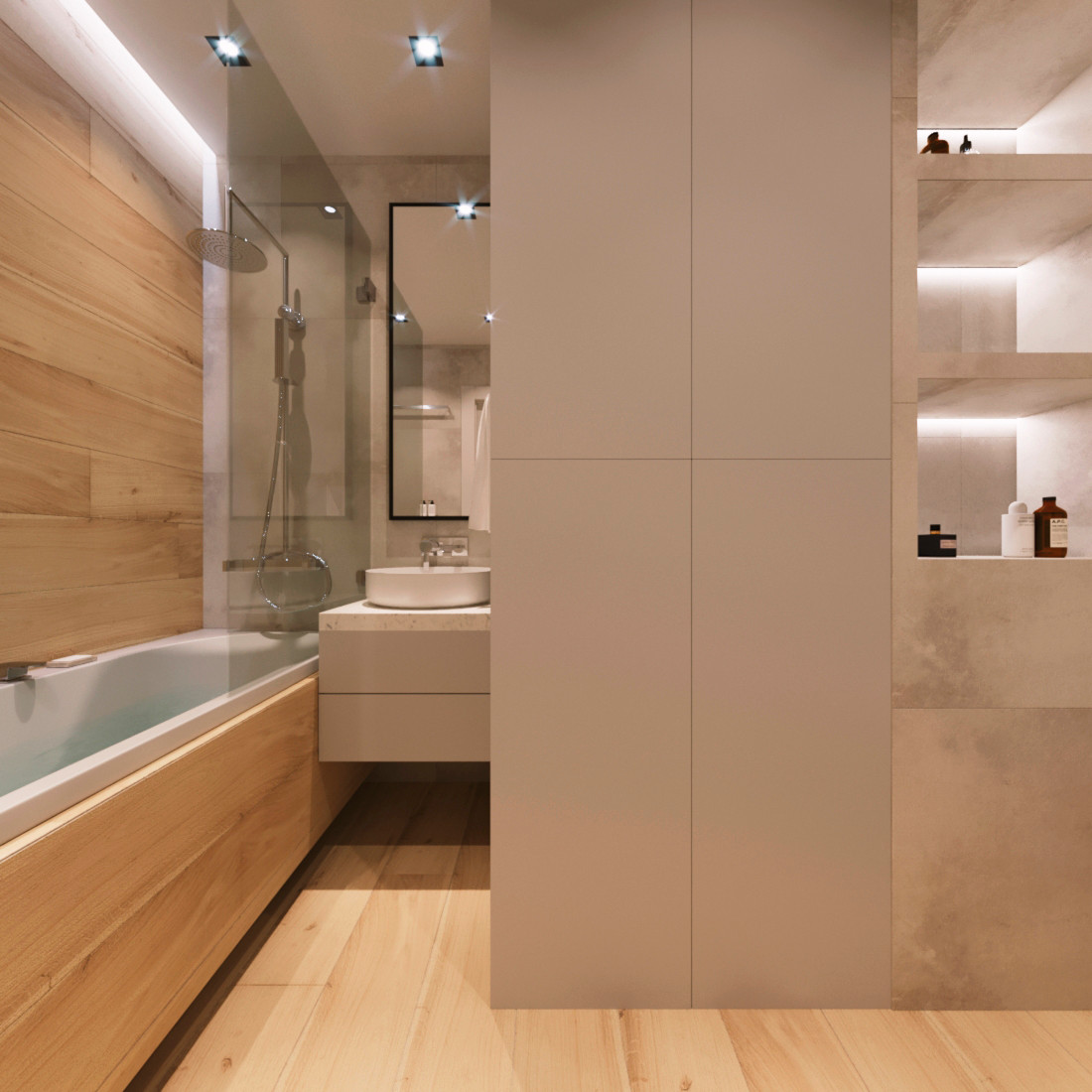 Ванная комната в теплой гамме