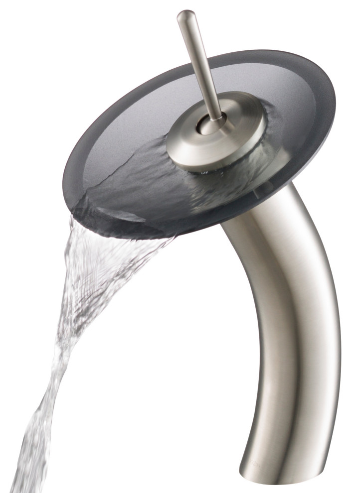 Kraus KGW-1700-BLFR Waterfall 1 Hole Vessel Bathroom Faucet - Satin Nickel