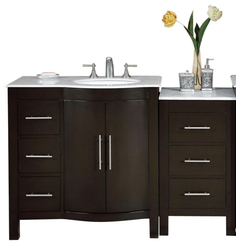 54 Inch Modern Espresso Bathroom Vanity with Right Single ...