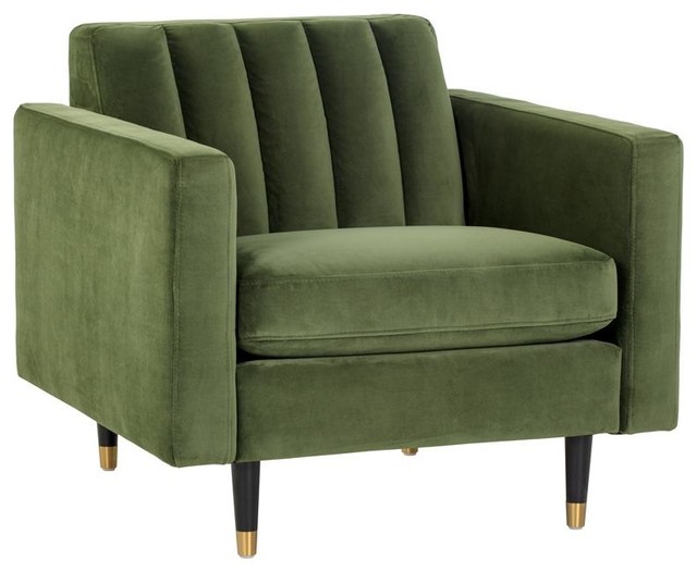 Romaine Armchair Moss Green Fabric Midcentury Armchairs And