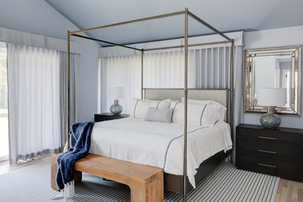 Beach style bedroom photo in New York