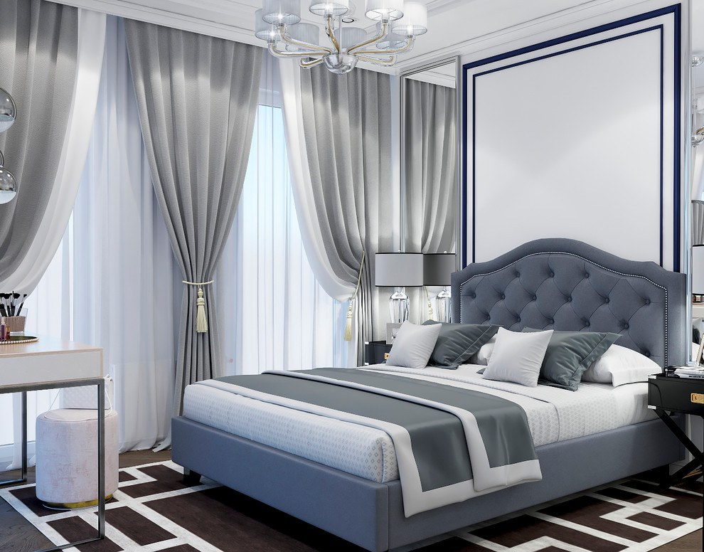 Интерьер спальни и гардеробной в з.п. Бавария от Унистрой