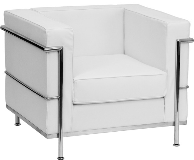 Hercules Regal Series Contemporary Leather Chair And Encasing Frame White