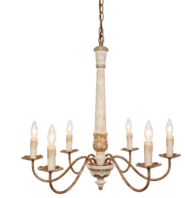 Colette French Country Antique White Wood And Gold Chandelier Farmhouse Chandeliers By Lighting Boutique,Creative Ways To Hang Curtains Without A Rod