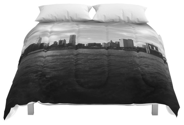 Society6 New York Skyline Black And White Comforter