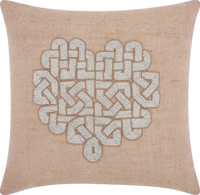 Mina Victory Luminecence Woven Heart Silver Gold Throw Pillow
