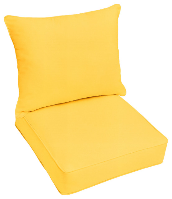 Sunbrella Sunflower Yellow Outdoor Deep Seating Pillow and Cushion Set