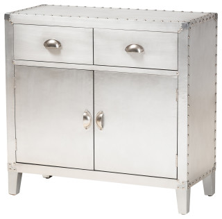 accent industrial cabinet metal stretford french door storage silver