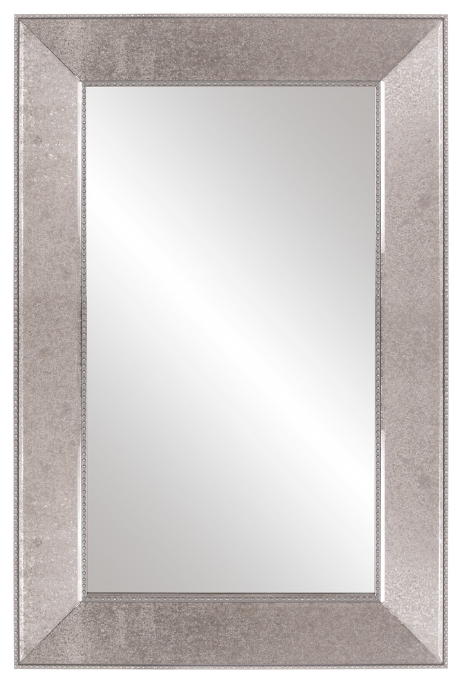 Patton Decor 24x36 Beaded Antique Silver Framed Mirror