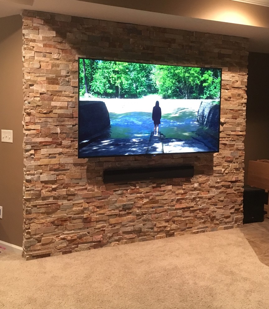 Stacked Stone Entertainment Wall Rustic Kansas City by Michael