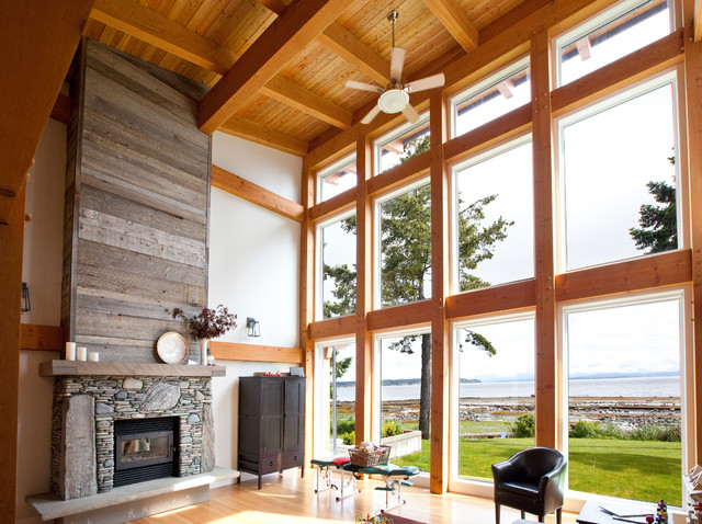 Timber Frame Great Room Modern Wohnbereich Vancouver
