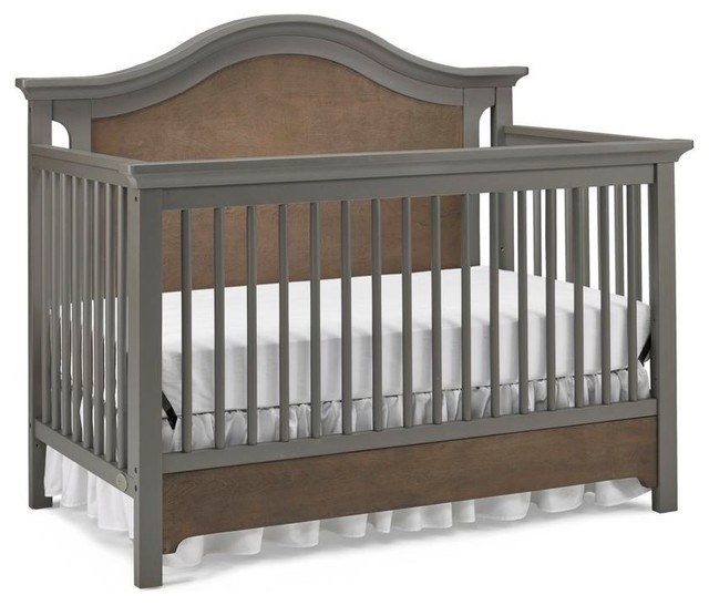 Catania 5 In 1 Convertible Baby Crib Slate Brown Traditional