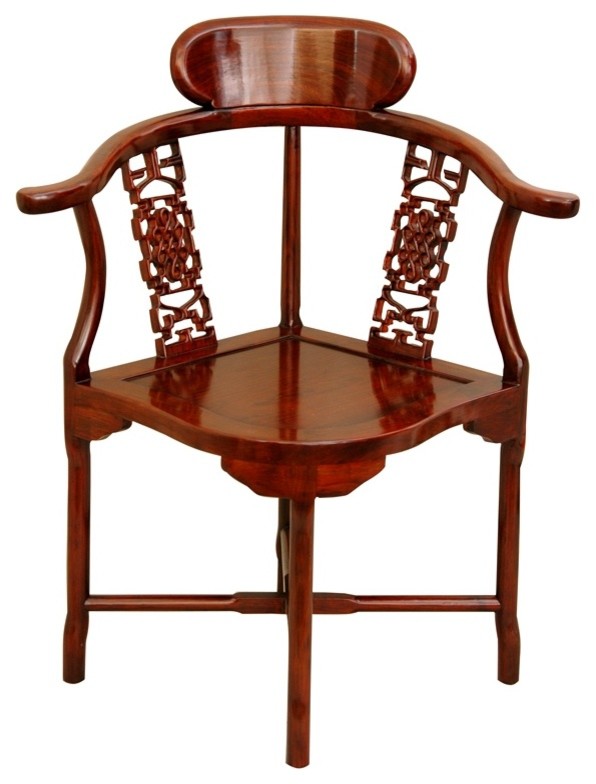Chinese Rosewood Corner Chair (Honey) - Asian - Armchairs And Accent