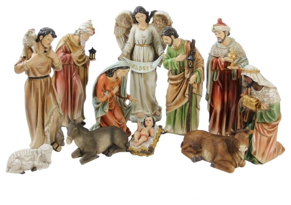 11Piece Religious Christmas Nativity Set With Removable Baby Jesus