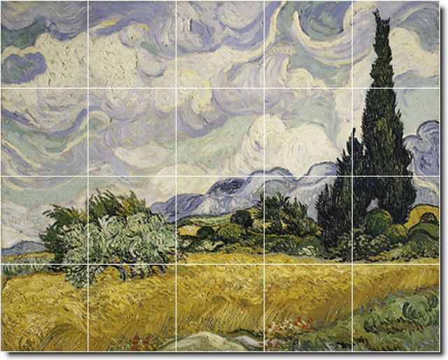 Vincent Van Gogh Country Painting Ceramic Tile Mural #370, 60"x48"