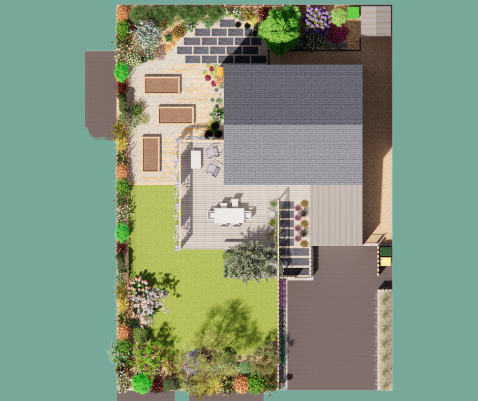 Источник вдохновения для домашнего уюта: участок и сад в стиле модернизм с настилом и с деревянным забором