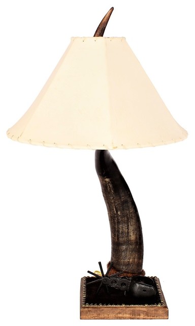 Longhorn And Cowhide Table Lamp Southwestern Lamps By Your Western Decor Houzz Longhorn And Cowhide Table Lamp, Southwestern Floor Lamps