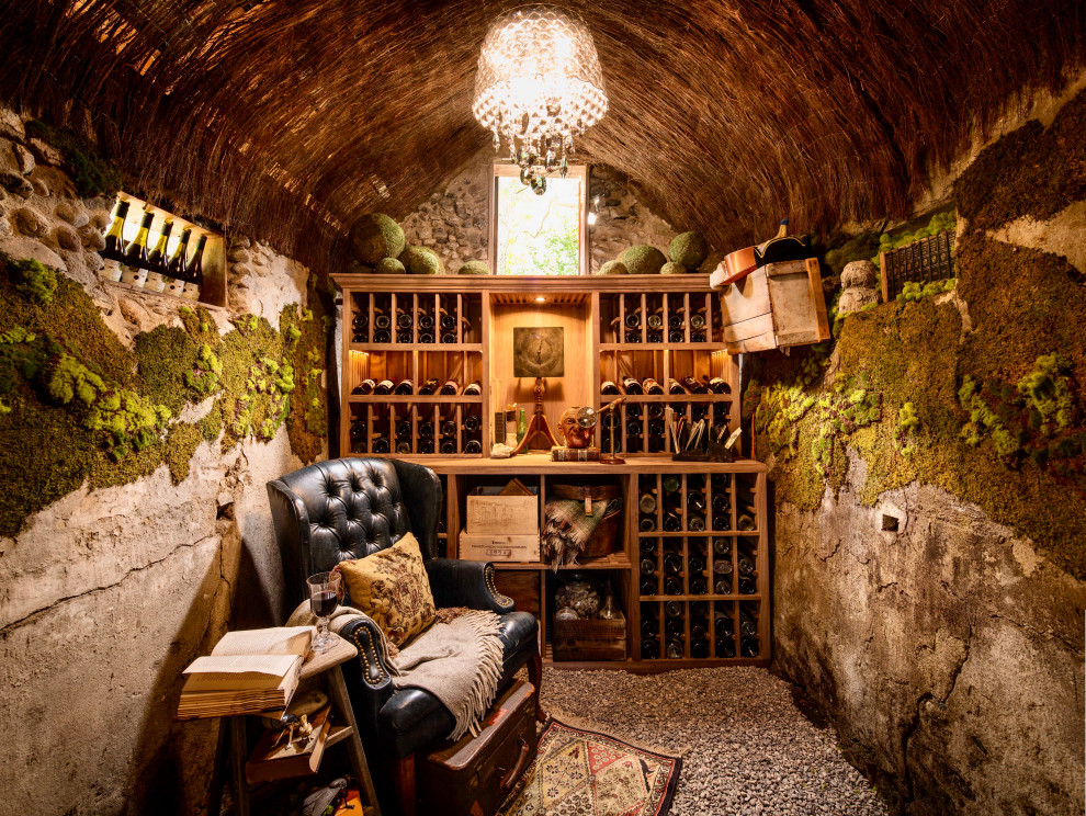Design ideas for an eclectic wine cellar in Los Angeles.