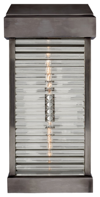 Dunmore Large Curved Glass Louver Sconce in Bronze with Clear Glass
