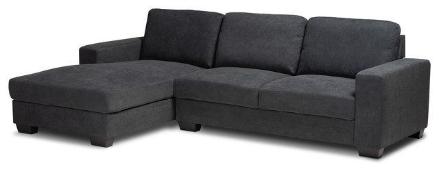 Dareena Upholstered Sectional Sofa With Left Facing Chaise, Dark Gray