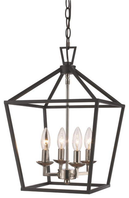 Lacey 4 Light Pendant, Polished Chrome and Black