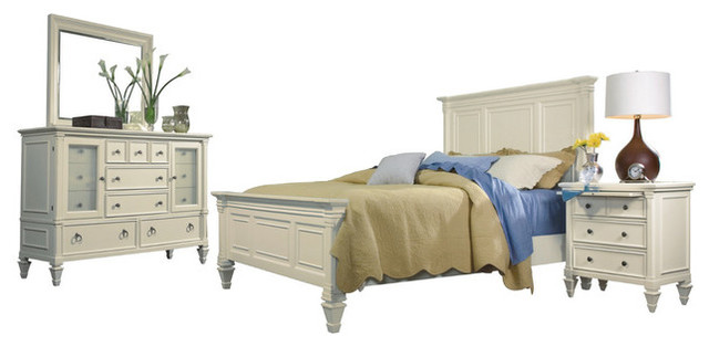 magnussen ashby 4-piece king panel bedroom set, patina white, king