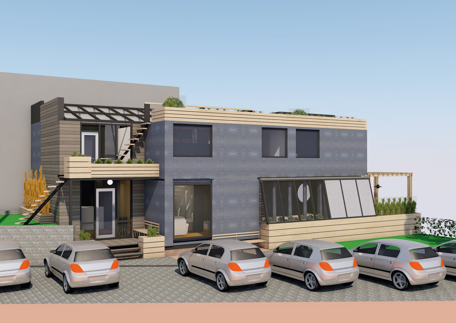 Эскизный проект офиса из контейнеров