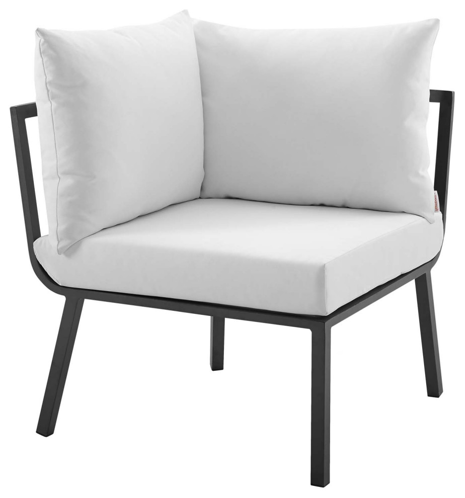 Lounge Chair, Aluminum, Metal, Gray White, Modern, Outdoor Patio Bistro