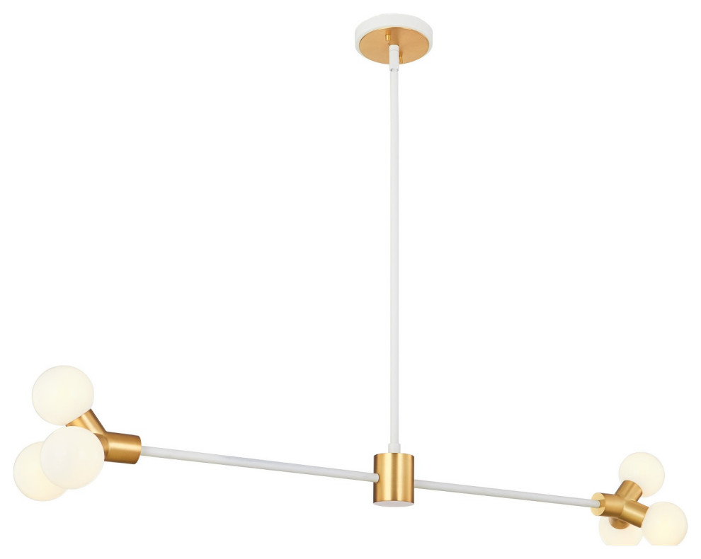 Tres LED Island Pendant, White and New Brass