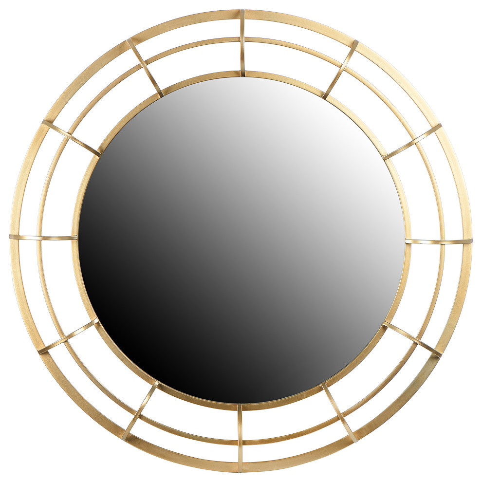 Round Metal Wall Mirror, Gold - Contemporary - Wall Mirrors - by ...