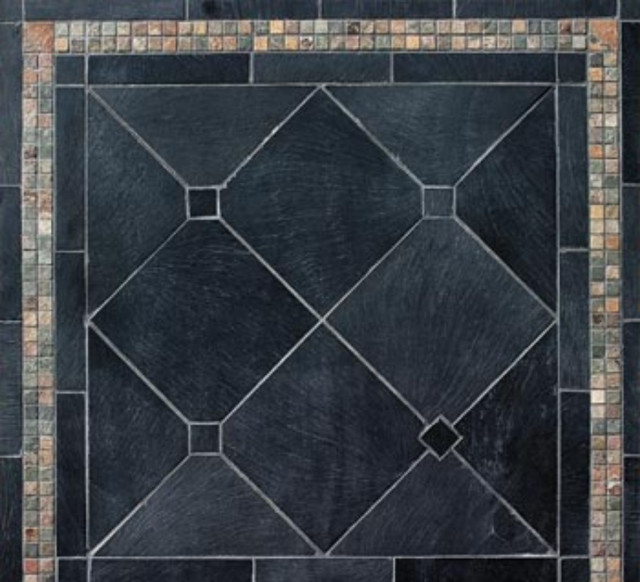 8x8 Raven Black Slate Traditional, Black Slate Tile