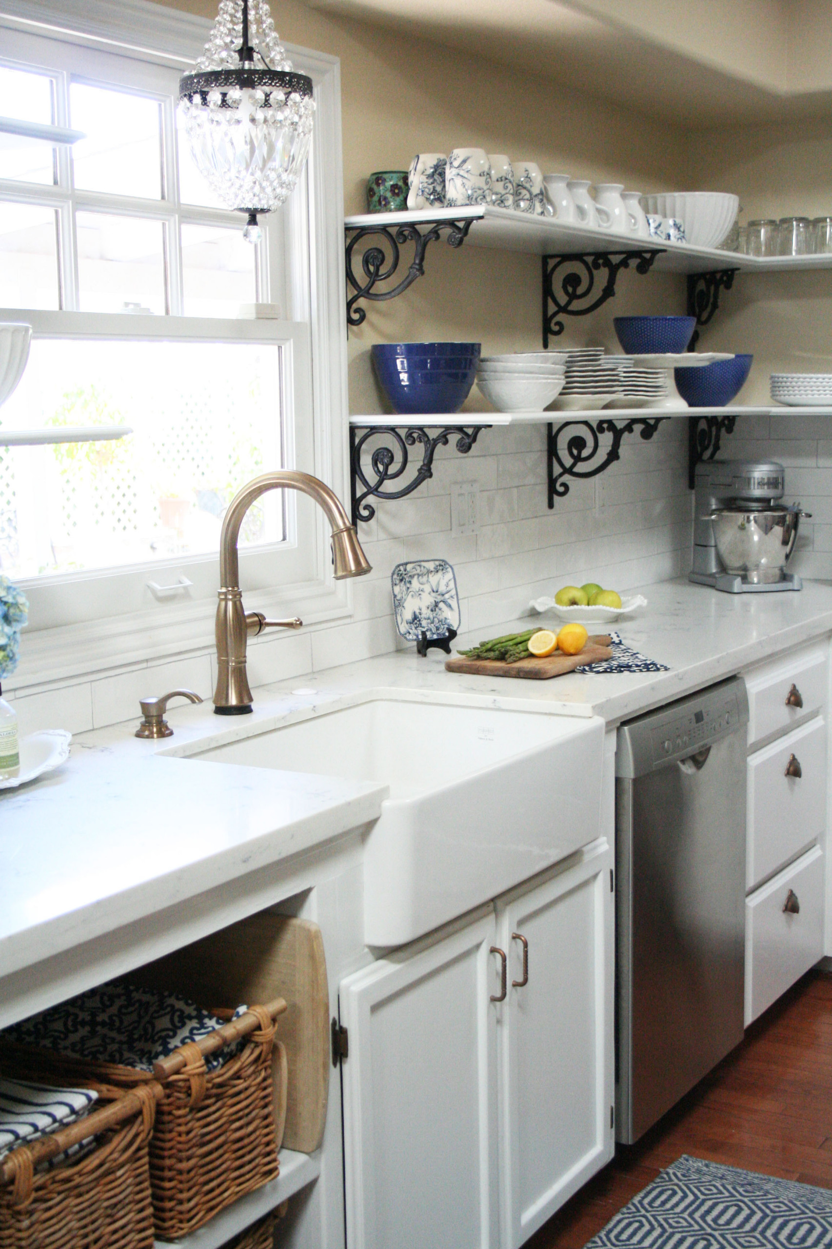 Open Shelving French Country Kitchen