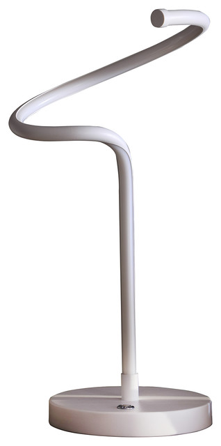 19" LED Matte White Curvilinear S-Curve Spiral Tube LED Table Lamp