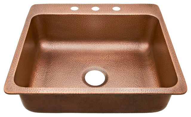 copper single bowl drop in kitchen sink