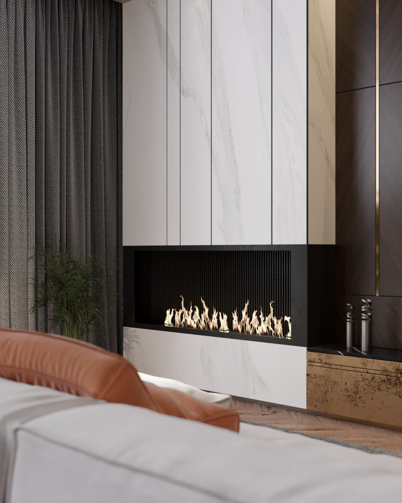 Стильная функциональная кухня-гостиная для успешного мужчины