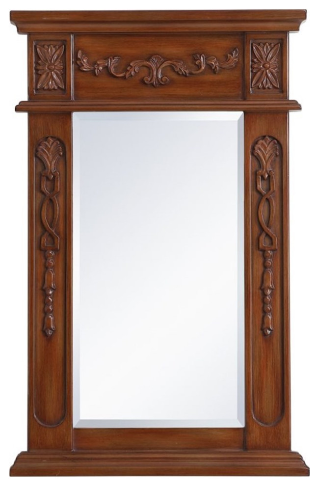 Elegant Decor Danville 28" x 18" Wood Bathroom Mirror in Distressed