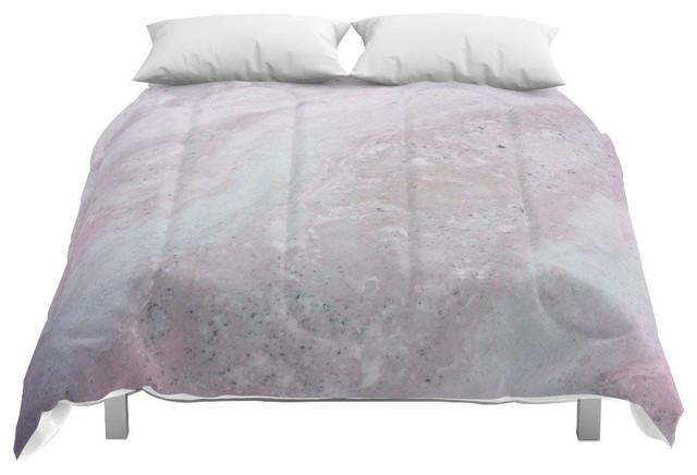 Society6 Elegant Pink Polished Marble Comforter Contemporary
