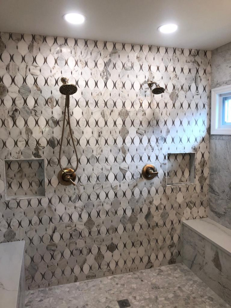 walk-in shower was build